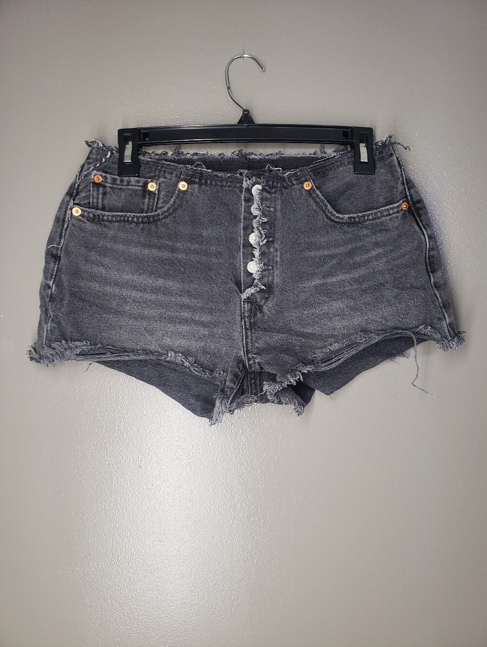 Levis Limited Edition 5th Anniversary 501 150 Black Acid Wash Shorts Womens Sz28